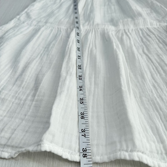 OLD NAVY Mini Dress White XS Tall Crinkle Gauze Tiered Pockets Flowy Peasant NWT - Picture 11 of 15